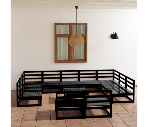 Juego de muebles de jardín 12 piezas madera maciza de pino