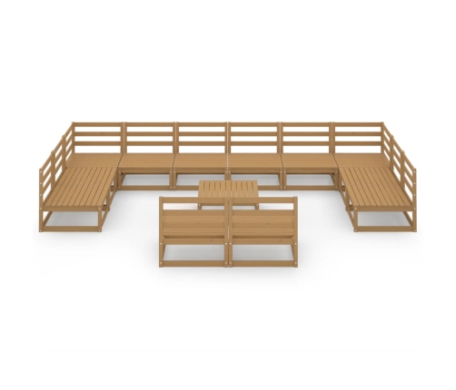 Juego de muebles de jardín 13 piezas madera maciza de pino