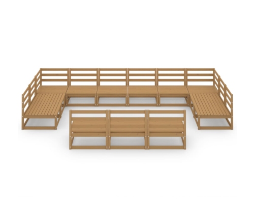 Juego de muebles de jardín 13 piezas madera maciza de pino