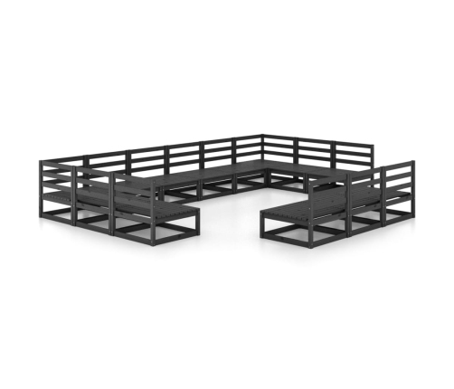 Juego de muebles de jardín 13 piezas madera maciza de pino