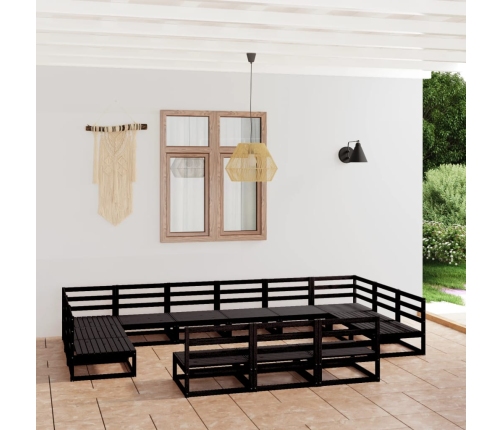Juego de muebles de jardín 13 piezas madera maciza de pino