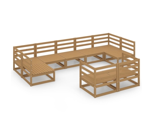 Juego de muebles de jardín 9 piezas madera maciza de pino