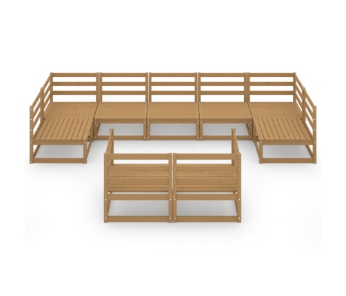 Juego de muebles de jardín 9 piezas madera maciza de pino