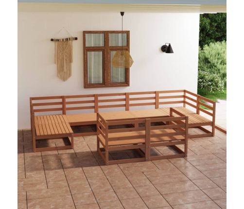 Juego de muebles de jardín 9 piezas madera maciza de pino