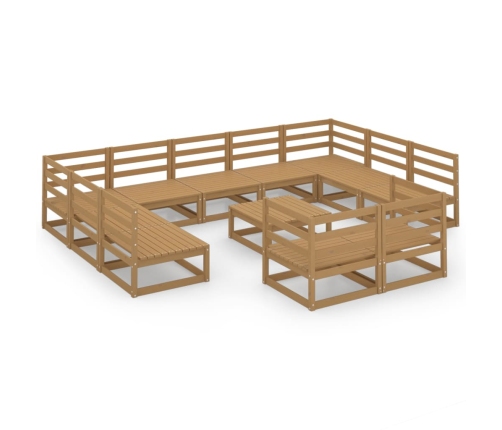 Juego de muebles de jardín 12 piezas madera maciza de pino