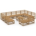 Juego de muebles de jardín 12 piezas madera maciza de pino