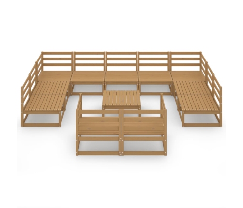 Juego de muebles de jardín 12 piezas madera maciza de pino