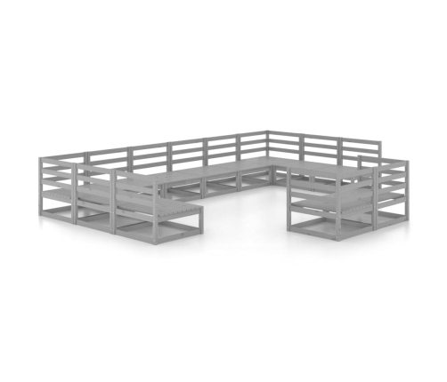 Juego de muebles de jardín 12 piezas madera maciza de pino