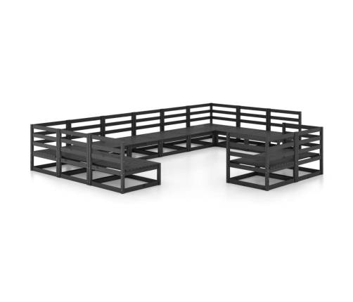 Juego de muebles de jardín 12 piezas madera maciza de pino