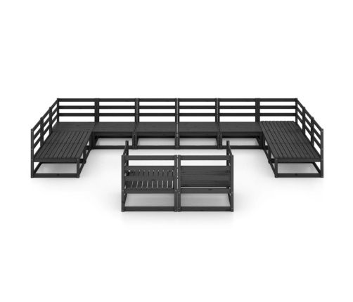 Juego de muebles de jardín 12 piezas madera maciza de pino