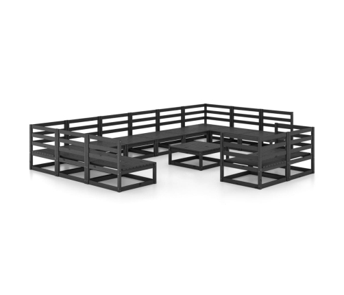 Juego de muebles de jardín 13 piezas madera maciza de pino