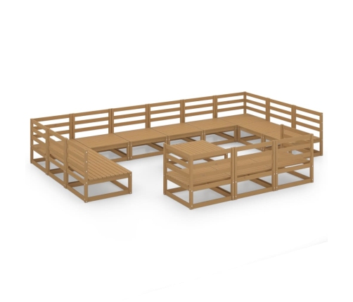 Juego de muebles de jardín 14 piezas madera maciza de pino