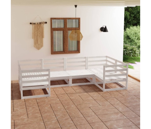 Juego de muebles de jardín 6 piezas madera maciza de pino