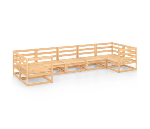 Juego de muebles de jardín 7 piezas madera maciza de pino