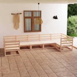 Juego de muebles de jardín 7 piezas madera maciza de pino