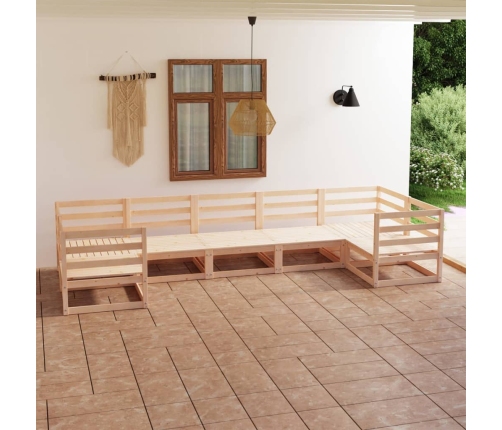 Juego de muebles de jardín 7 piezas madera maciza de pino