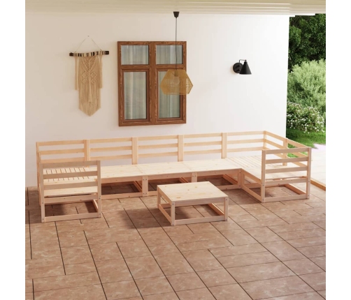 Juego de muebles de jardín 8 piezas madera maciza de pino