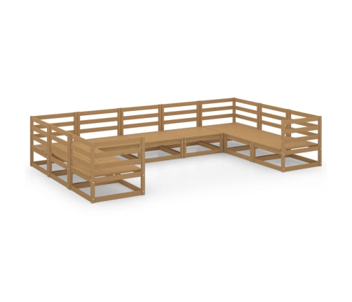 Juego de muebles de jardín 9 piezas madera maciza de pino