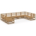 Juego de muebles de jardín 9 piezas madera maciza de pino