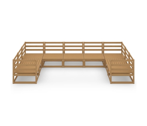 Juego de muebles de jardín 9 piezas madera maciza de pino