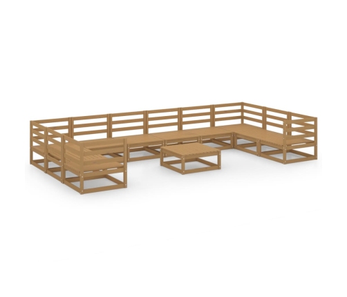 Juego de muebles de jardín 11 piezas madera maciza de pino