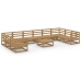 Juego de muebles de jardín 11 piezas madera maciza de pino