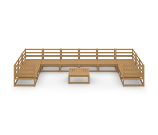 Juego de muebles de jardín 11 piezas madera maciza de pino