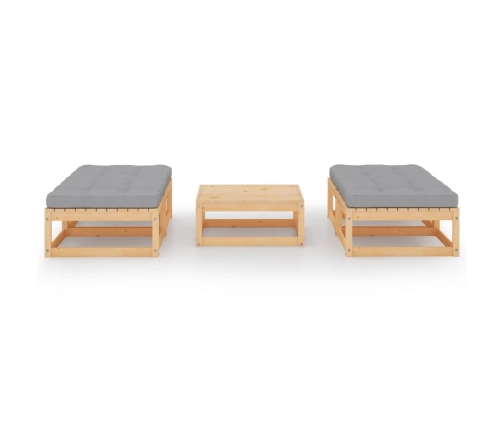 Juego de muebles de jardín 5 pzas y cojines madera pino maciza
