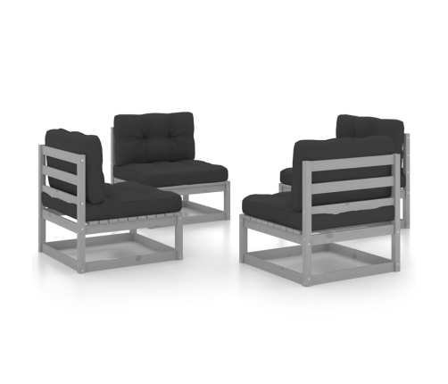 Juego de muebles de jardín 4 pzas y cojines madera pino maciza