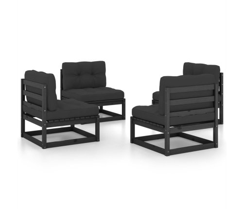 Juego de muebles de jardín 4 pzas y cojines madera pino maciza