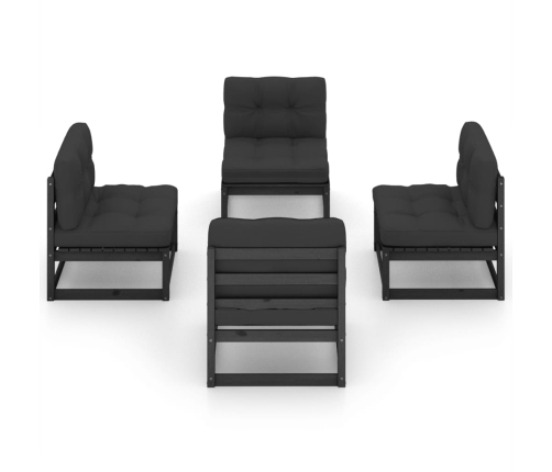 Juego de muebles de jardín 4 pzas y cojines madera pino maciza
