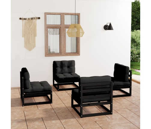 Juego de muebles de jardín 4 pzas y cojines madera pino maciza