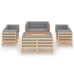 Juego de muebles de jardín 9 pzas y cojines madera pino maciza