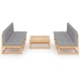 Juego de muebles de jardín 7 pzas y cojines madera pino maciza