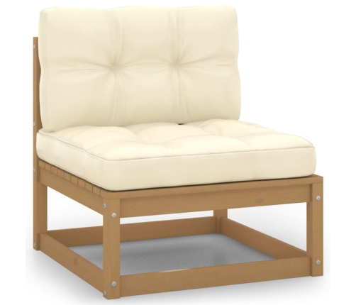 Muebles de jardín 7 piezas con cojines de madera de pino maciza