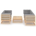 Muebles de jardín 6 piezas con cojines de madera de pino maciza