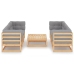 Juego de muebles de jardín 7 pzas y cojines madera pino maciza
