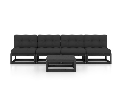 Juego de muebles de jardín 5 pzas y cojines madera pino maciza