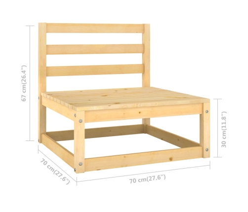 Muebles de jardín 6 piezas con cojines de madera de pino maciza