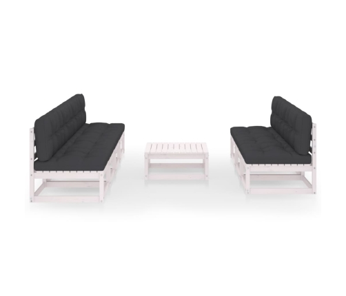 Muebles de jardín 8 piezas con cojines de madera de pino maciza
