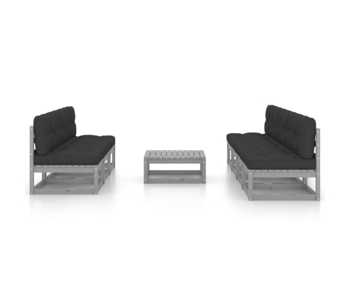 Juego de muebles de jardín 8 pzas y cojines madera pino maciza