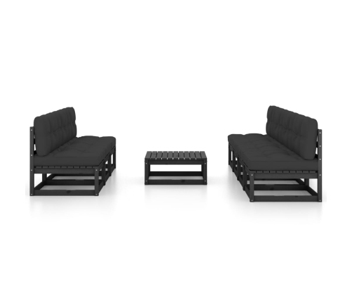 Juego de muebles de jardín 8 pzas y cojines madera pino maciza