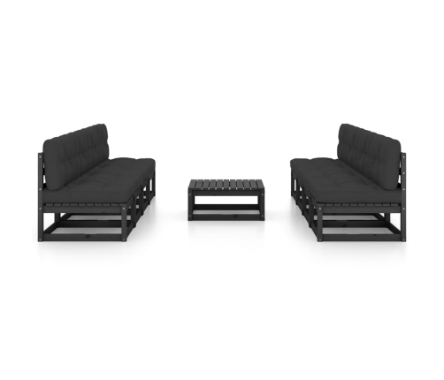 Juego de muebles de jardín 9 pzas y cojines madera pino maciza