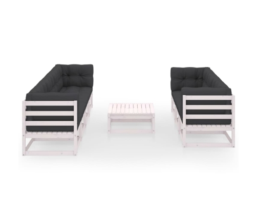 Muebles de jardín 8 piezas con cojines de madera de pino maciza