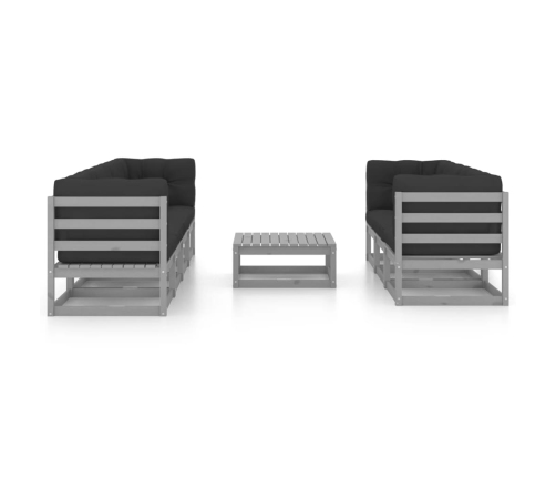 Juego de muebles de jardín 8 pzas y cojines madera pino maciza