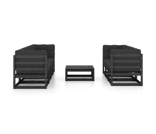 Juego de muebles de jardín 8 pzas y cojines madera pino maciza