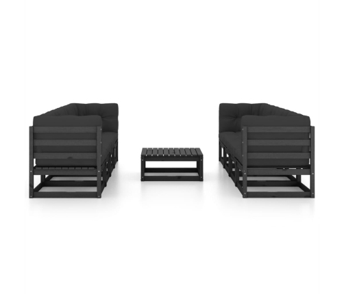 Juego de muebles de jardín 9 pzas y cojines madera pino maciza