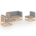 Muebles de jardín 4 piezas con cojines de madera de pino maciza