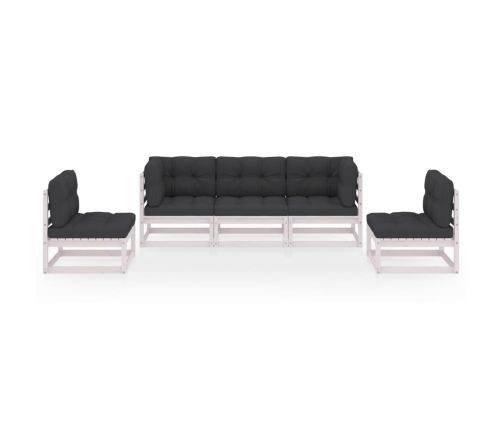 Juego de muebles de jardín 5 pzas y cojines madera pino maciza