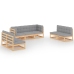 Muebles de jardín 7 piezas con cojines de madera de pino maciza